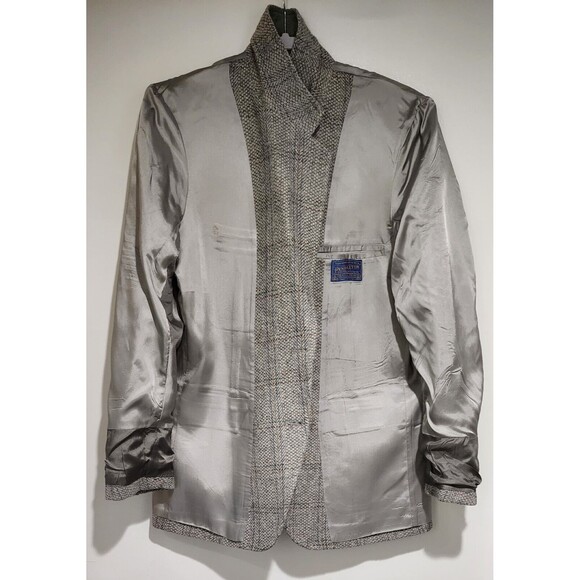 Vintage Pendleton USA Mens Wool Tweed Plaid 2-Button Blazer Jacket Gray Size 42 - Picture 4 of 6